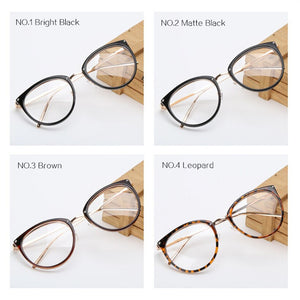 YOOSKE Cat Eye Glasses Frame Women Men Optical Spectacle Frames Retro Metal Oversized Eyeglass Transparent Plain Eyewear