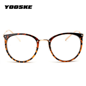 YOOSKE Cat Eye Glasses Frame Women Men Optical Spectacle Frames Retro Metal Oversized Eyeglass Transparent Plain Eyewear