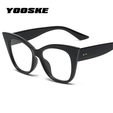 YOOSKE Cat Eye Glasses Frames Women Oversized Eyeglasses for Ladies Big Black Transparent Optical Frame Vintage Spectacle