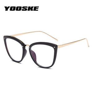 YOOSKE Cat Eye Glasses Frames Women Vintage Anti Blue Light Eyeglasses Ladies Computer Eyewear Clear Pink Optical Myopia Frame