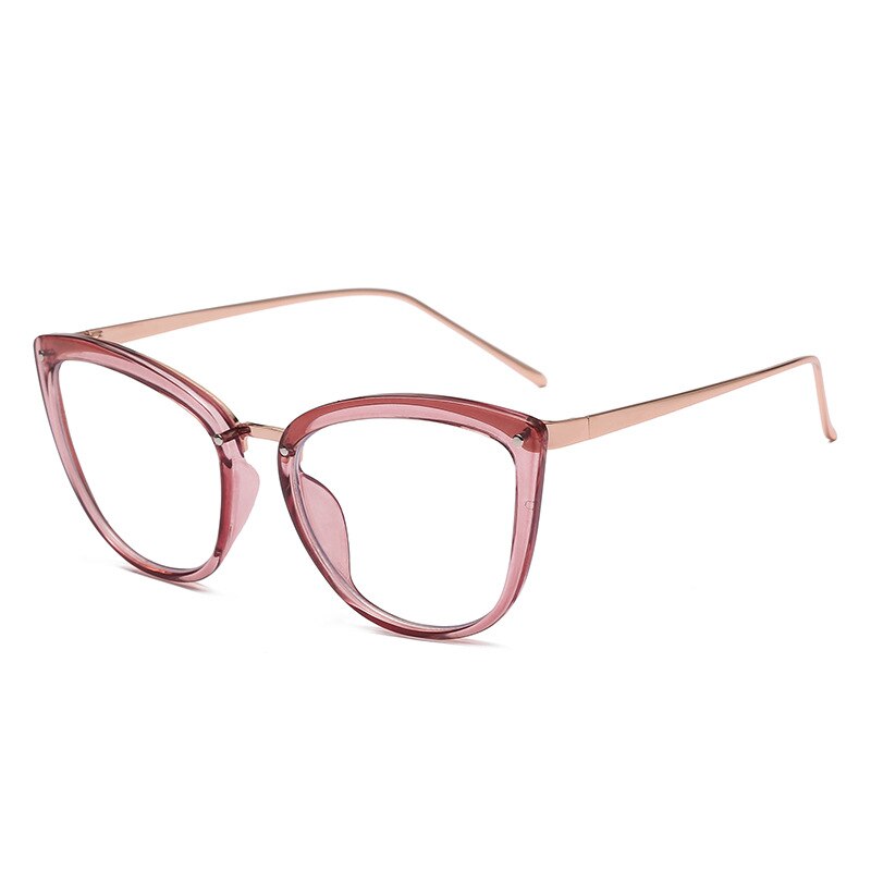 YOOSKE Cat Eye Glasses Frames Women Vintage Anti Blue Light Eyeglasses Ladies Computer Eyewear Clear Pink Optical Myopia Frame