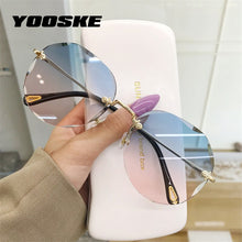 Load image into Gallery viewer, YOOSKE Cat Eye Sunglasses Women Trendy Rimless Sun Glasses Ladies Gradient Shades Framless Eyewear UV400