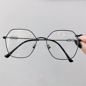 Clear Glasses Frames Women Retro Metal Polygon Eyeglasses Womens Gradient Pink Optical Frame Spectacles Hollow Design