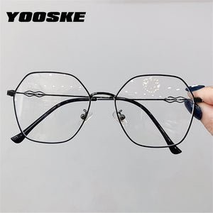 Clear Glasses Frames Women Retro Metal Polygon Eyeglasses Womens Gradient Pink Optical Frame Spectacles Hollow Design
