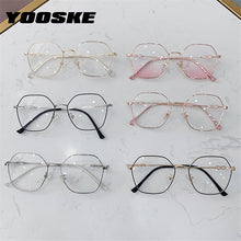 Load image into Gallery viewer, YOOSKE Clear Glasses Frames Women Retro Metal Polygon Eyeglasses Womens Gradient Pink Optical Frame Spectacles Hollow Design