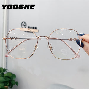 Clear Glasses Frames Women Retro Metal Polygon Eyeglasses Womens Gradient Pink Optical Frame Spectacles Hollow Design