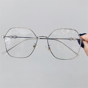 Clear Glasses Frames Women Retro Metal Polygon Eyeglasses Womens Gradient Pink Optical Frame Spectacles Hollow Design