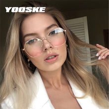 Load image into Gallery viewer, YOOSKE Clear Glasses Frames Women Retro Metal Polygon Eyeglasses Womens Gradient Pink Optical Frame Spectacles Hollow Design