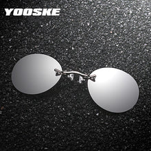 Load image into Gallery viewer, YOOSKE Clip On Nose Sunglasses Men Vintage Hacker Empire Matrix Morpheus Rimless Sun Glasses Round Glasses UV400