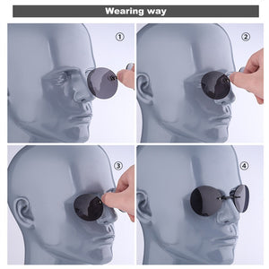 YOOSKE Clip On Nose Sunglasses Men Vintage Hacker Empire Matrix Morpheus Rimless Sun Glasses Round Glasses UV400