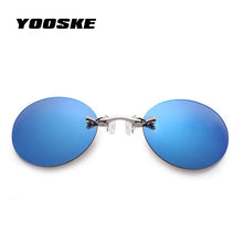 Load image into Gallery viewer, YOOSKE Clip On Nose Sunglasses Men Vintage Hacker Empire Matrix Morpheus Rimless Sun Glasses Round Glasses UV400