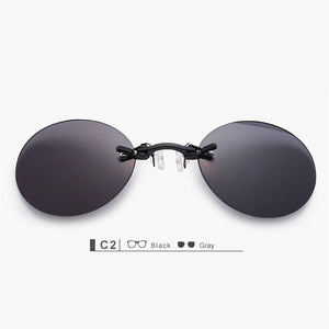 YOOSKE Clip On Nose Sunglasses Men Vintage Hacker Empire Matrix Morpheus Rimless Sun Glasses Round Glasses UV400