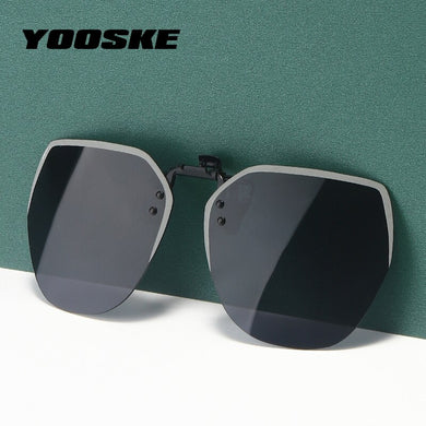 YOOSKE Clip on Sun Glasses Men Women Polarized Sunglasses Flip Up Clips Photochromic Driving Sunglass Female Day Night Goggle