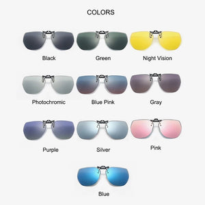 YOOSKE Clip on Sun Glasses Men Women Polarized Sunglasses Flip Up Clips Photochromic Driving Sunglass Female Day Night Goggle