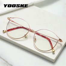 Load image into Gallery viewer, YOOSKE Cat Eye Glasses Frames Women Trending Myopia Frame Transparent Optical Spectacles Rose Gold Fake Eyeglasses