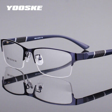 YOOSKE  Men Business Glasses Frame Mens Anti blue Light Transparent Computer Eyeglasses Half frame Diopter Eyewear