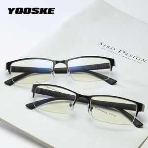 YOOSKE  Men Business Glasses Frame Mens Anti blue Light Transparent Computer Eyeglasses Half frame Diopter Eyewear
