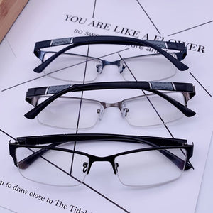 YOOSKE  Men Business Glasses Frame Mens Anti blue Light Transparent Computer Eyeglasses Half frame Diopter Eyewear