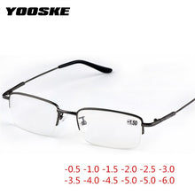 Load image into Gallery viewer, YOOSKE Finished Myopia Glasses Women Men Half Frame Sutdent Short-sight Eyewear -1.0 -1.5 -2. 0 -2.5 -3.0 -4.0 -4.5 -6.0