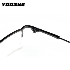 YOOSKE Finished Myopia Glasses Women Men Half Frame Sutdent Short-sight Eyewear -1.0 -1.5 -2. 0 -2.5 -3.0 -4.0 -4.5 -6.0