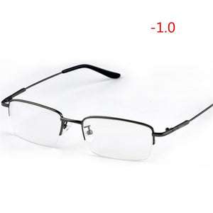 YOOSKE Finished Myopia Glasses Women Men Half Frame Sutdent Short-sight Eyewear -1.0 -1.5 -2. 0 -2.5 -3.0 -4.0 -4.5 -6.0