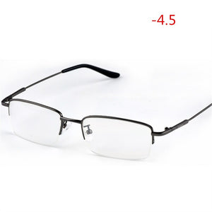YOOSKE Finished Myopia Glasses Women Men Half Frame Sutdent Short-sight Eyewear -1.0 -1.5 -2. 0 -2.5 -3.0 -4.0 -4.5 -6.0