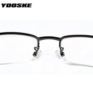 YOOSKE Finished Myopia Glasses Women Men Half Frame Sutdent Short-sight Eyewear -1.0 -1.5 -2. 0 -2.5 -3.0 -4.0 -4.5 -6.0