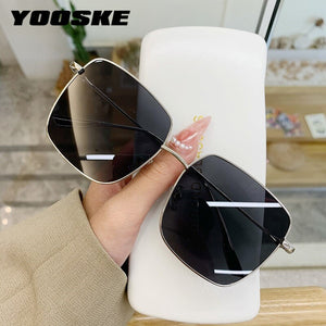 YOOSKE  Metal Sunglasses Women Men Square Sun Glasses Ladies Shades Gradient Eyewear UV400 Colored Goggles Gold Silver