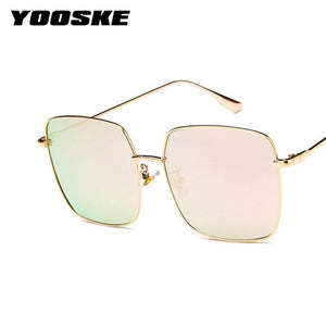 YOOSKE  Metal Sunglasses Women Men Square Sun Glasses Ladies Shades Gradient Eyewear UV400 Colored Goggles Gold Silver