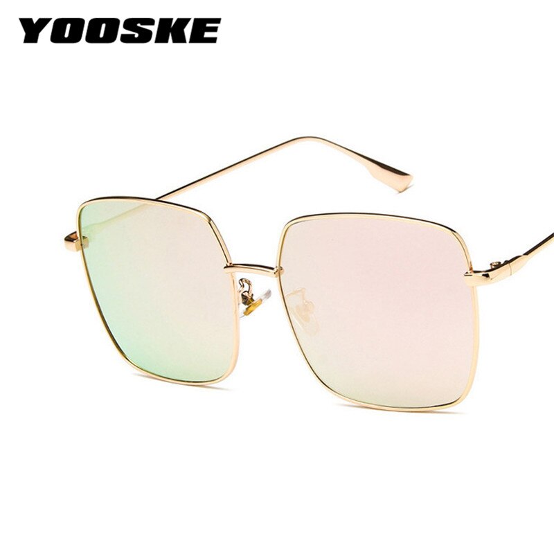 YOOSKE  Metal Sunglasses Women Men Square Sun Glasses Ladies Shades Gradient Eyewear UV400 Colored Goggles Gold Silver