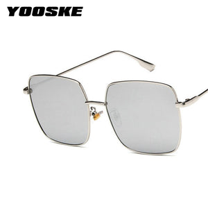 YOOSKE  Metal Sunglasses Women Men Square Sun Glasses Ladies Shades Gradient Eyewear UV400 Colored Goggles Gold Silver