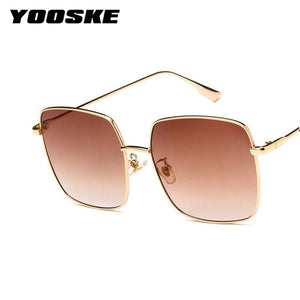 YOOSKE  Metal Sunglasses Women Men Square Sun Glasses Ladies Shades Gradient Eyewear UV400 Colored Goggles Gold Silver