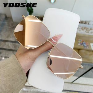 YOOSKE  Metal Sunglasses Women Men Square Sun Glasses Ladies Shades Gradient Eyewear UV400 Colored Goggles Gold Silver