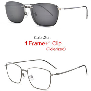 YOOSKE Magnetism Polarized Sunglasses Men Women Clip On Glasses Prescription Eyewear Metal Frames Optical Eyeglass
