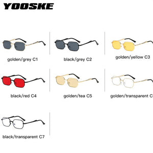 YOOSKE Narrow Men Sunglasses Rectangle Women Metal  Brand Sun glasses 2023 Classic Oculos Masculino Glasses UV400