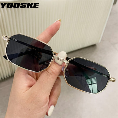 YOOSKE Narrow Men Sunglasses Rectangle Women Metal  Brand Sun glasses 2023 Classic Oculos Masculino Glasses UV400
