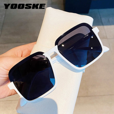 YOOSKE Classic Square Sunglasses Women Brand Desinger Oversized Goggles Outdoors Colored Eyewear Black White Frame