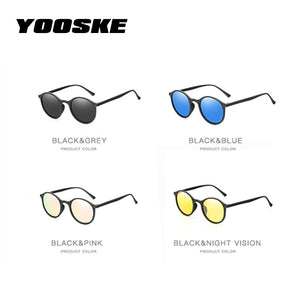YOOSKE Night Vision Polarized Sunglasses Men Women Small Round Goggles Yellow Sun Glasses Driver Night Driving UV400 Eyewear