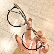 Carica l&#39;immagine nel visualizzatore di Gallery, YOOSKE Optical Glasses for Sight Women Men Myopia Round Oversized Eyeglasses Frames Metal Spectacles Clear Glasses with Cloth