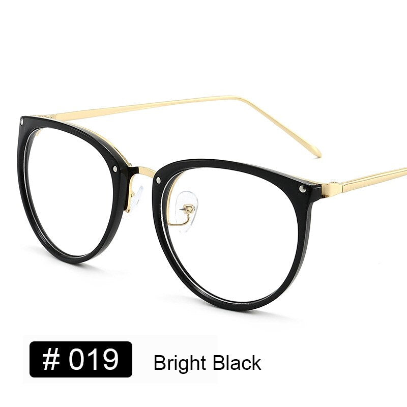 YOOSKE Optical Glasses for Sight Women Men Myopia Round Oversized Eyeglasses Frames Metal Spectacles Clear Glasses with Cloth