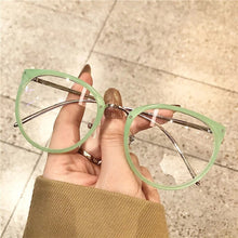 Carica l&#39;immagine nel visualizzatore di Gallery, YOOSKE Optical Glasses for Sight Women Men Myopia Round Oversized Eyeglasses Frames Metal Spectacles Clear Glasses with Cloth