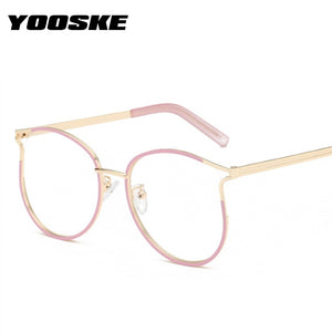 YOOSKE Optical Lens Glasses Frame Women Men Vintage Myopia Eyeglasses Frames Female Fake Glasses Round Clear Lens