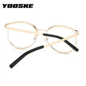 YOOSKE Optical Lens Glasses Frame Women Men Vintage Myopia Eyeglasses Frames Female Fake Glasses Round Clear Lens