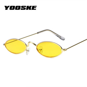 YOOSKE Oval Sunglasses Women  Brand Designer 90s Sun Glasses Retro Yellow Black Eyewear Accessories