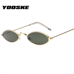YOOSKE Oval Sunglasses Women  Brand Designer 90s Sun Glasses Retro Yellow Black Eyewear Accessories