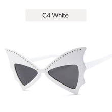 Load image into Gallery viewer, YOOSKE Oversize Sunglasses Women Bat Sharp Shades Sun glasses Rivet Big Frame Sunglass Personality Dance Party Glasses