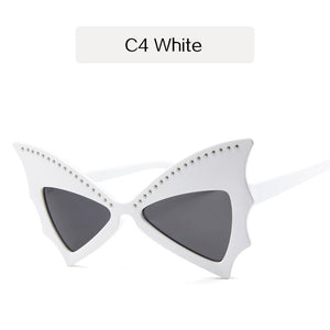 YOOSKE Oversize Sunglasses Women Bat Sharp Shades Sun glasses Rivet Big Frame Sunglass Personality Dance Party Glasses