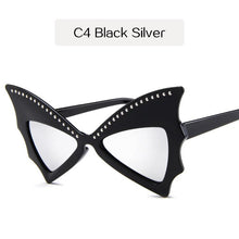 Load image into Gallery viewer, YOOSKE Oversize Sunglasses Women Bat Sharp Shades Sun glasses Rivet Big Frame Sunglass Personality Dance Party Glasses
