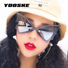 Load image into Gallery viewer, YOOSKE Oversize Sunglasses Women Bat Sharp Shades Sun glasses Rivet Big Frame Sunglass Personality Dance Party Glasses