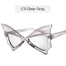 Load image into Gallery viewer, YOOSKE Oversize Sunglasses Women Bat Sharp Shades Sun glasses Rivet Big Frame Sunglass Personality Dance Party Glasses